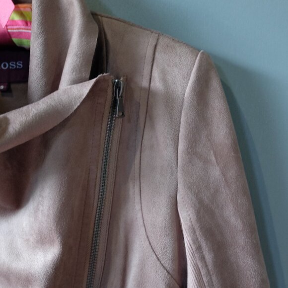 Vigoss Drapped Faux Suede Jacket Size S Dress Blazer Zipper Lightweight - Picture 6 of 7